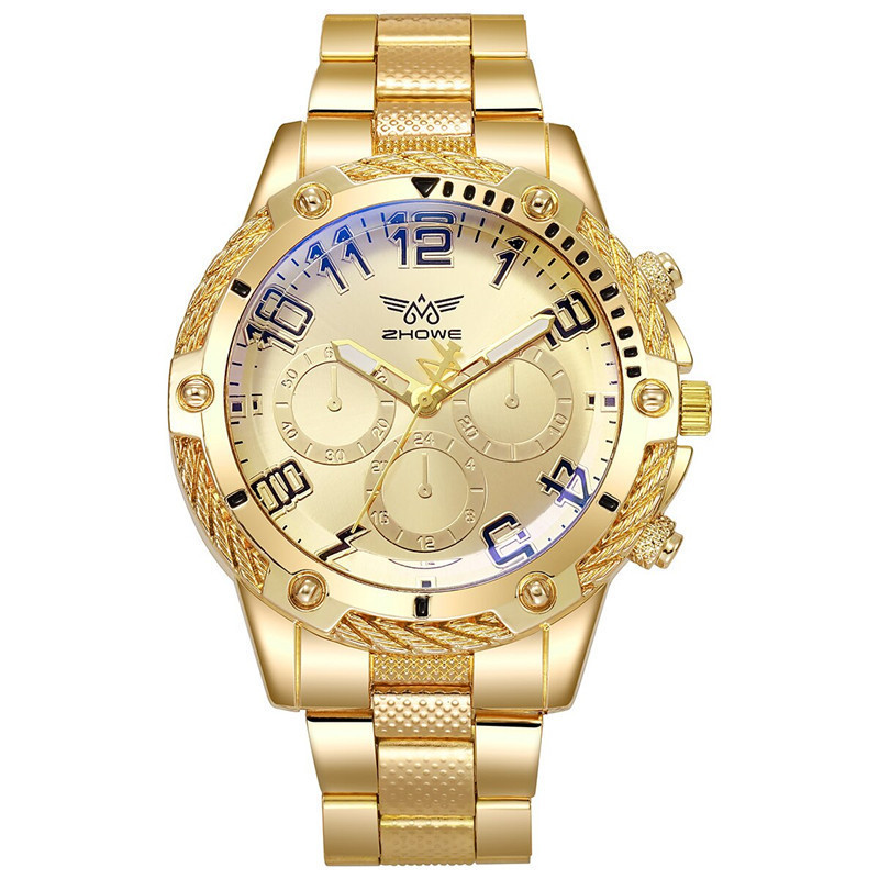 watch men's watch watches alloy blue light Three-eye quartz watch men's large dial men's watch_voghion.com