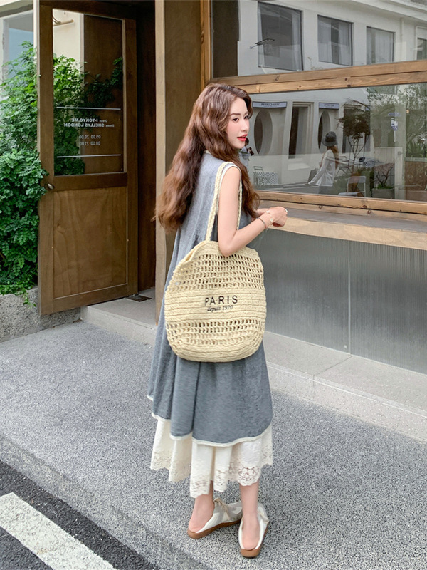 ファットmm特大サイズ150kg雰囲気のあるベストドレス女性の夏の新しいスタイルの見栄えの良いエレガントなスカート|undefined