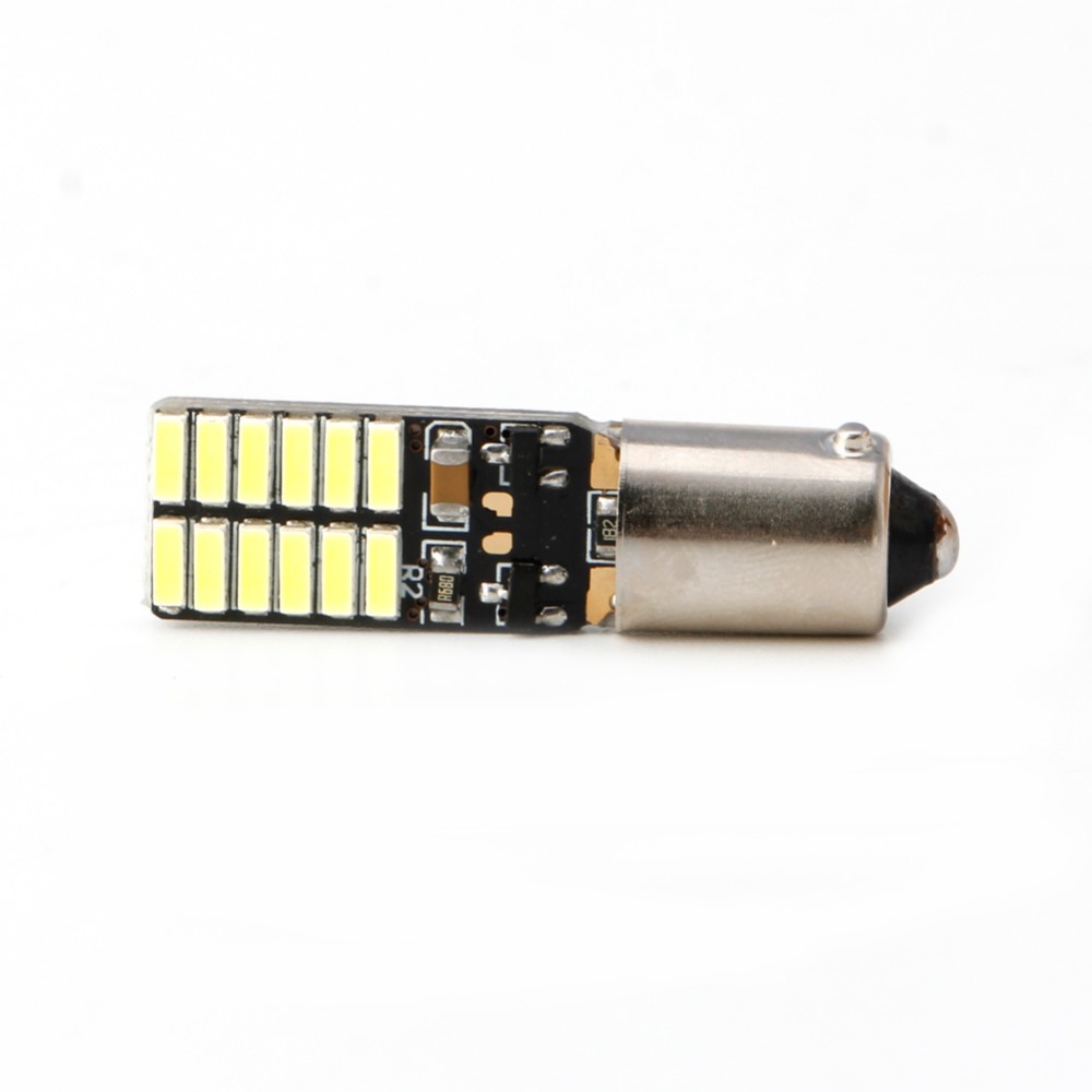 BA9S W5W 194 car LED decoding width indicator light 12-24V round head single foot reading light 4014 24SMD