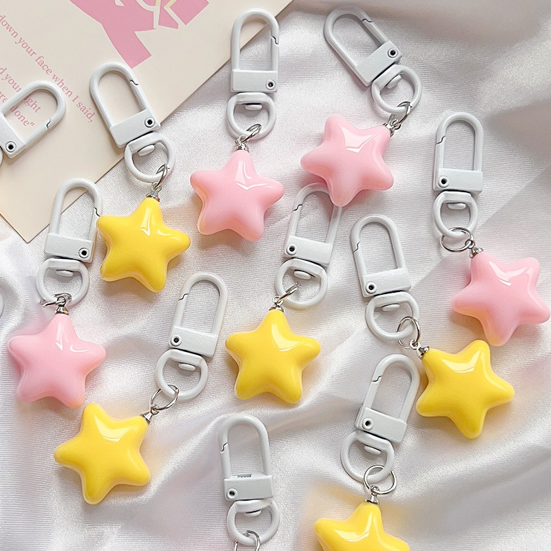 Cute chubby milk yellow star keychain diy girl soft cute five-pointed star pendant gift for girlfriends couple Cute chubby milk yellow star keychain diy girl soft cute five-pointed star pendant gift for girlfriends couple