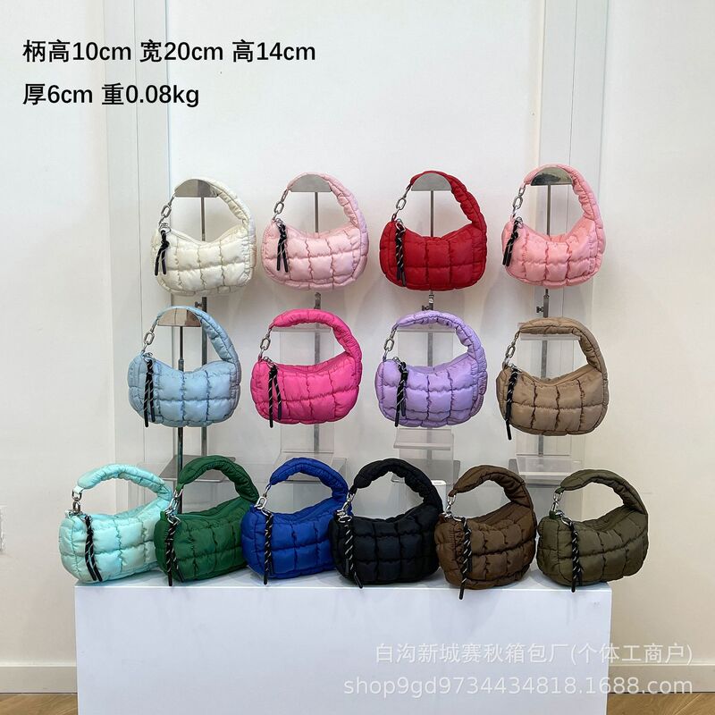 Wholesale Korean Pleated Nylon Cloud Bag Handbag for Women 2025 New Style Downy Fashionable Mini Handbag Wholesale Korean Pleated Nylon Cloud Bag Handbag for Women 2025 New Style Downy Fashionable Mini Handbag