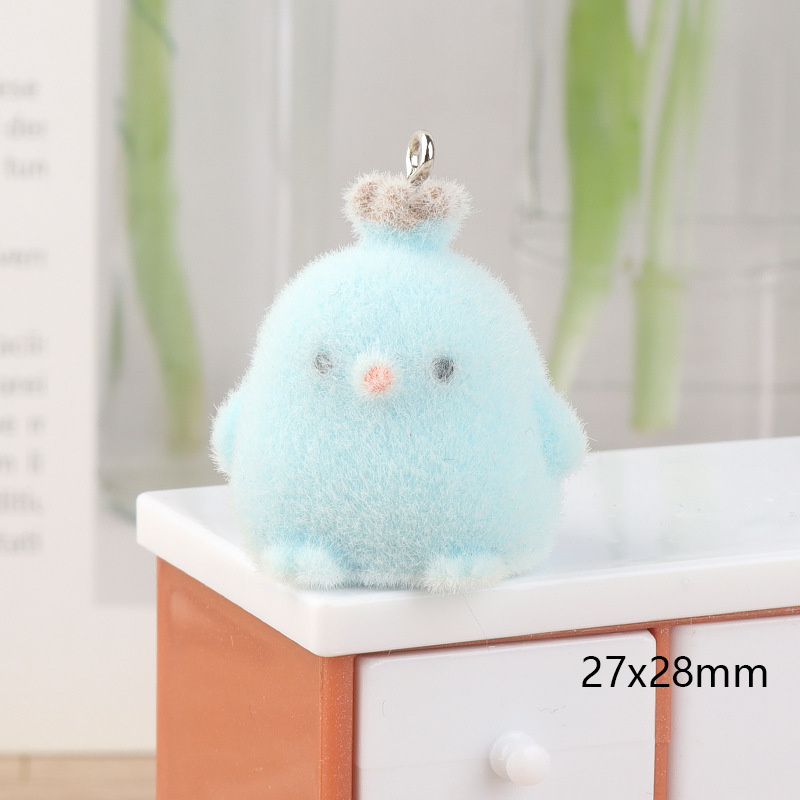 かわいい立体植毛樹脂王冠鶏ストラップ小人形携帯電話ストラップDIYキーホルダーアクセサリー部品|undefined