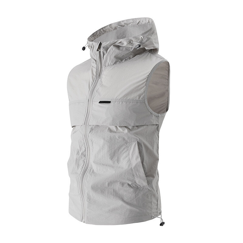 2026 Summer New Style Men's Sun Protection Vest with Hood and Sleeveless Design, Loose Fit and Breathable