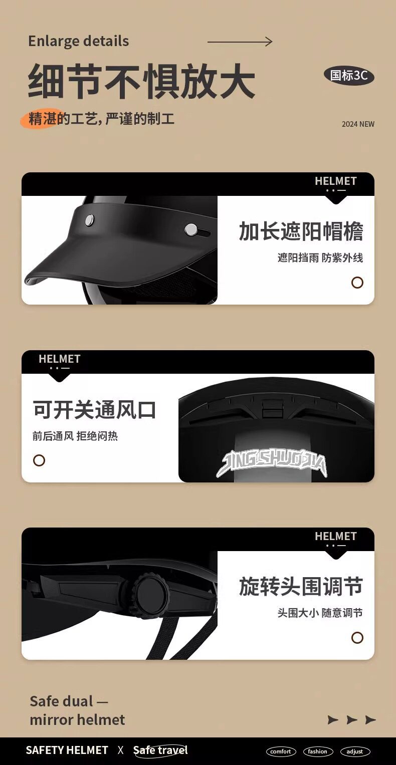 Electric Motorcycle Helmet for Men and Women, Suitable for All Seasons, New National Standard 3C Certified Motorcycle Summer Breathable Safety Helmet
