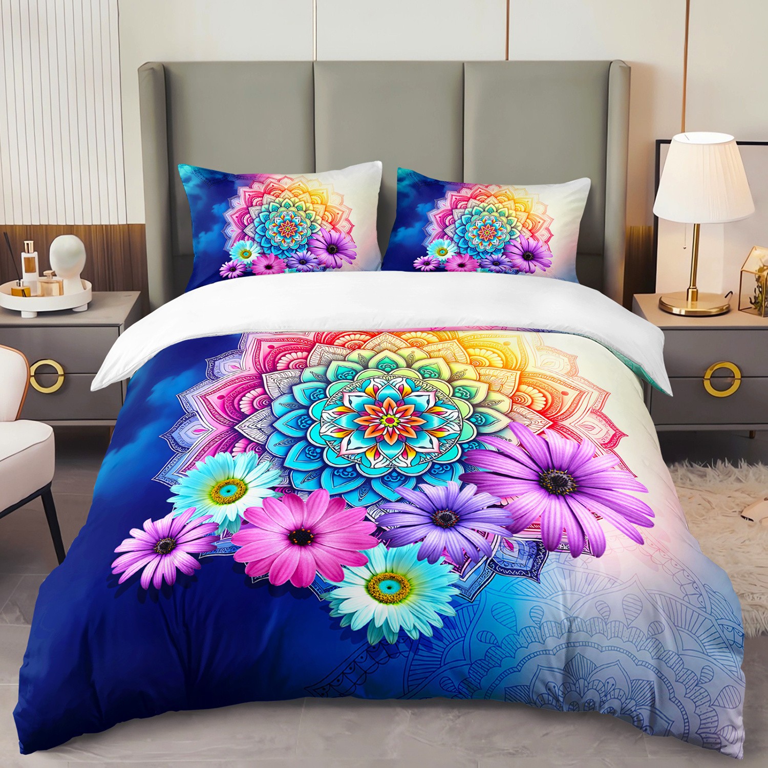 Transfronterizo textil para el hogar Mandala impresión digital quilt kit suave piel transpirable portador TEMU / JIT