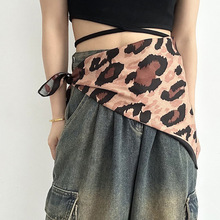 复古辣妹布豹纹布艺棉麻腰带个性潮流设计感腰链多种搭配发巾腰饰