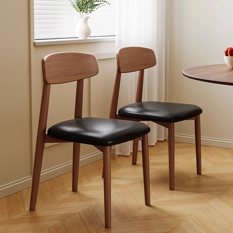 Imitation Solid Wood Dining Chair, Home Dining Table Chair, Soft Backrest Tea Chair, Stool, Rental Room, Simple Mid-Century Style Desk Chair