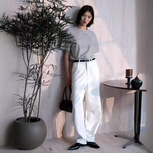 XinAd 韩版高级感锥形结构设计牛仔裤女高腰显瘦宽松休闲裤女夏季