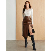 B 36328 High Waist Leather Skirt ��������Ƥ����ȹ�羳��