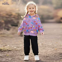 Толстовка Little maven для девочек из Европы и Америки, детский топ с капюшоном и рисунком, осенняя куртка с длинными рукавами