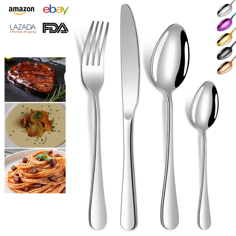 Amazon Cross-Border Manufacturer Wholesale 1010 Stainless Steel Knife, Fork and Spoon Hotel Tableware Thickeneded Main Meal Steak Knife and Fork Amazon Cross-Border Manufacturer Wholesale 1010 Stainless Steel Knife, Fork and Spoon Hotel Tableware Thickeneded Main Meal Steak Knife and Fork