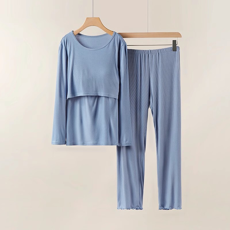 Modal Thread Flip-Up Confinement Clothes, Maternity Clothes, Long-Sleeved Large Size Home Clothes, Pajamas and Pajama Pants Set Manufacturer Wholesale Modal Thread Flip-Up Confinement Clothes, Maternity Clothes, Long-Sleeved Large Size Home Clothes, Pajamas and Pajama Pants Set Manufacturer Wholesale