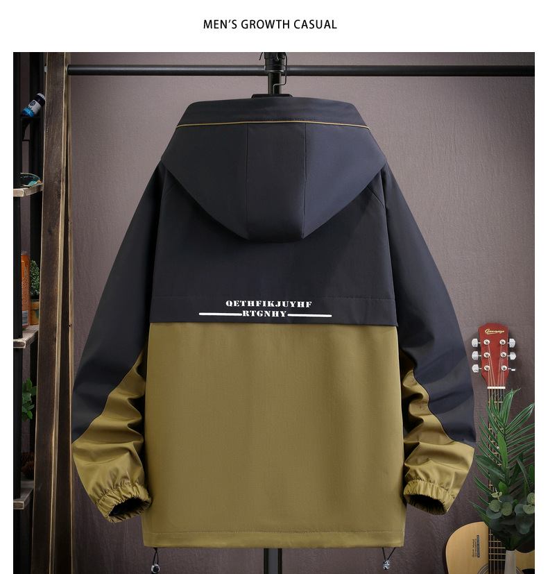 Men's autumn and winter plush and thickened work clothes jacket with a trendy contrasting color patchwork casual winter_voghion.com