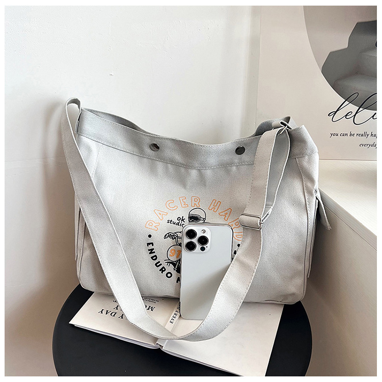 Wholesale large-capacity casual commuting women's single-shoulder bags, Korean-style trendy and fashionable handbags, LOGO printed canvas bags undefined