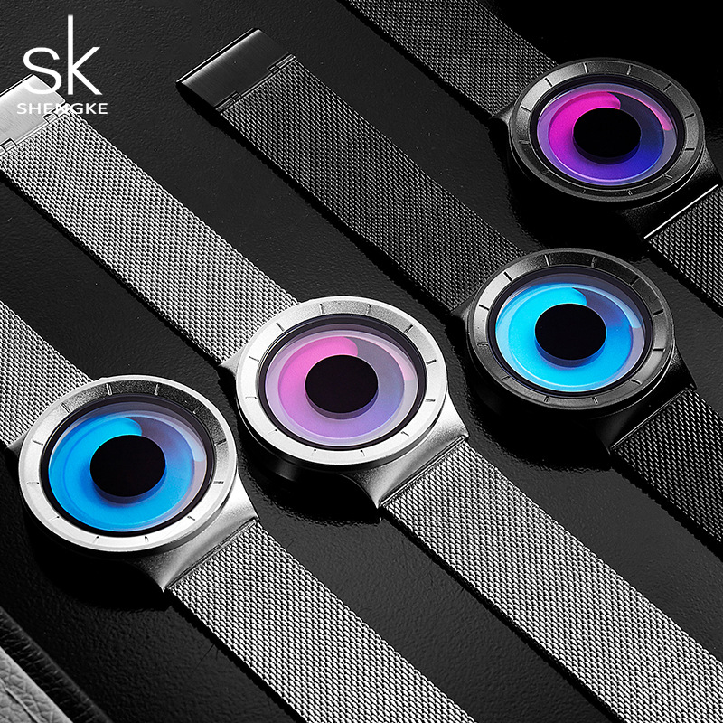 Sinobi情侣手表潮流撞色创意无针旋涡概念手表石英腕表男跨境9659