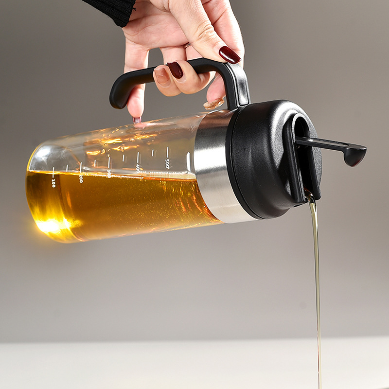 Customized Foreign Trade Glass Oil Bottle with Automatic Open/Close, Kitchen Oil Control, Gravity Sensing, Oil Leakage Prevention, Glass Seasoning Oil Bottle