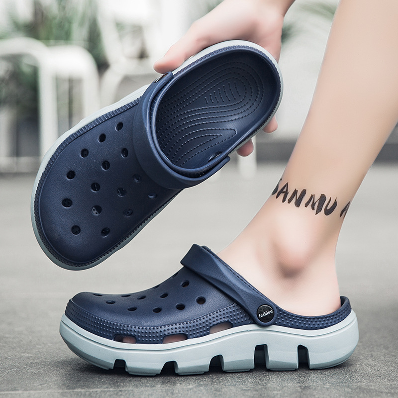 Cross-border plus size summer new sandals fashion outdoor casual shoes trendy beach hole shoes men's slippers