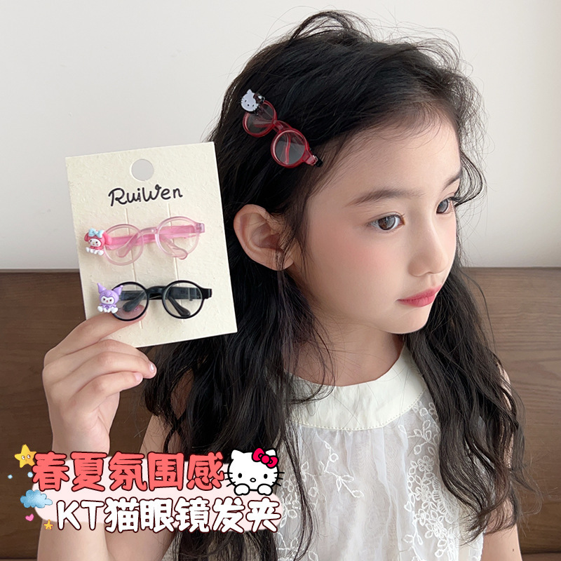 新しいキティメガネヘアピン女の子のヘアピンヘアアクセサリーかわいい漫画女の赤ちゃんの髪前髪クリップ|undefined