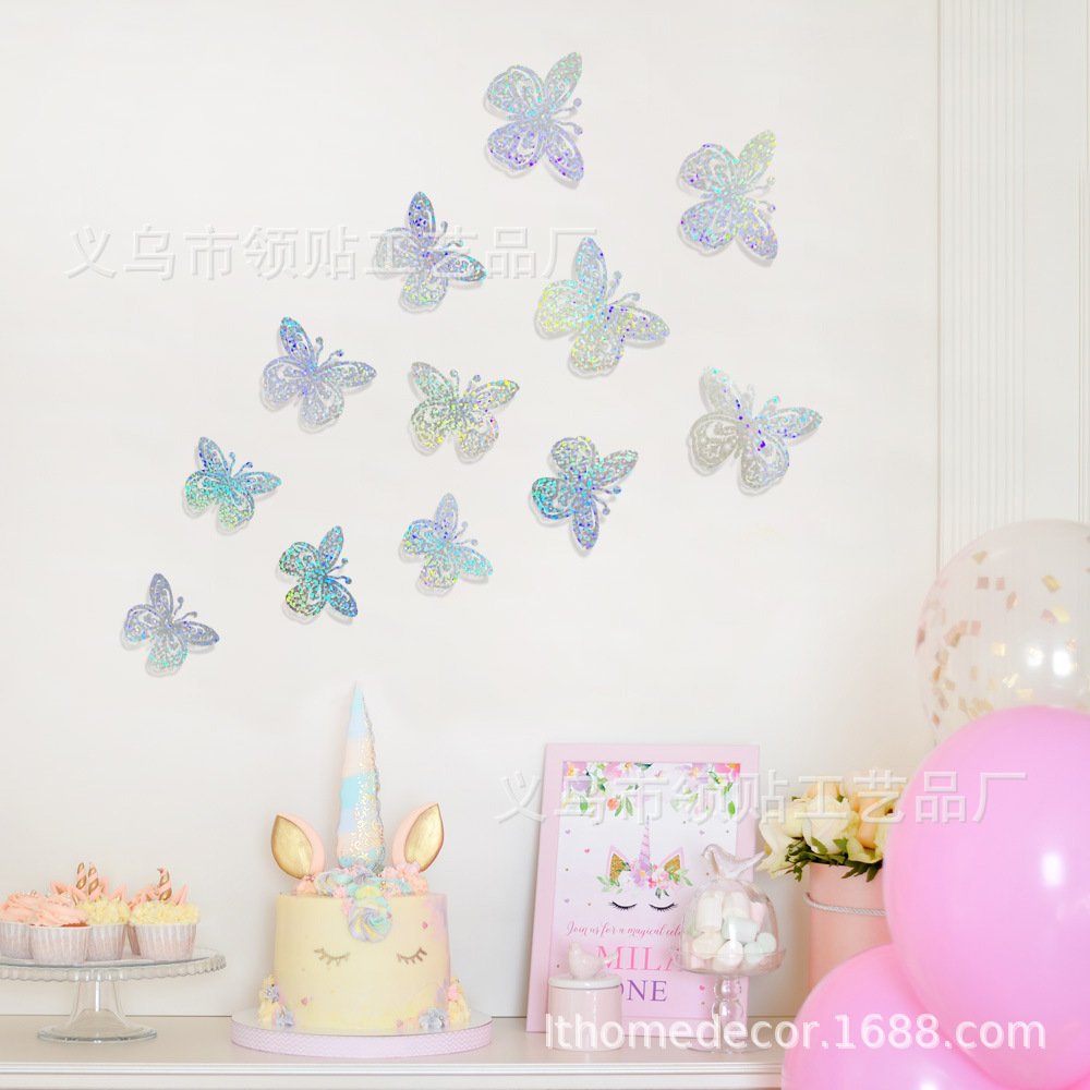 LTHD024 papel hueco mariposa tridimensional mariposa aniversario decoración decorativa decoración de fiesta de cumpleaños