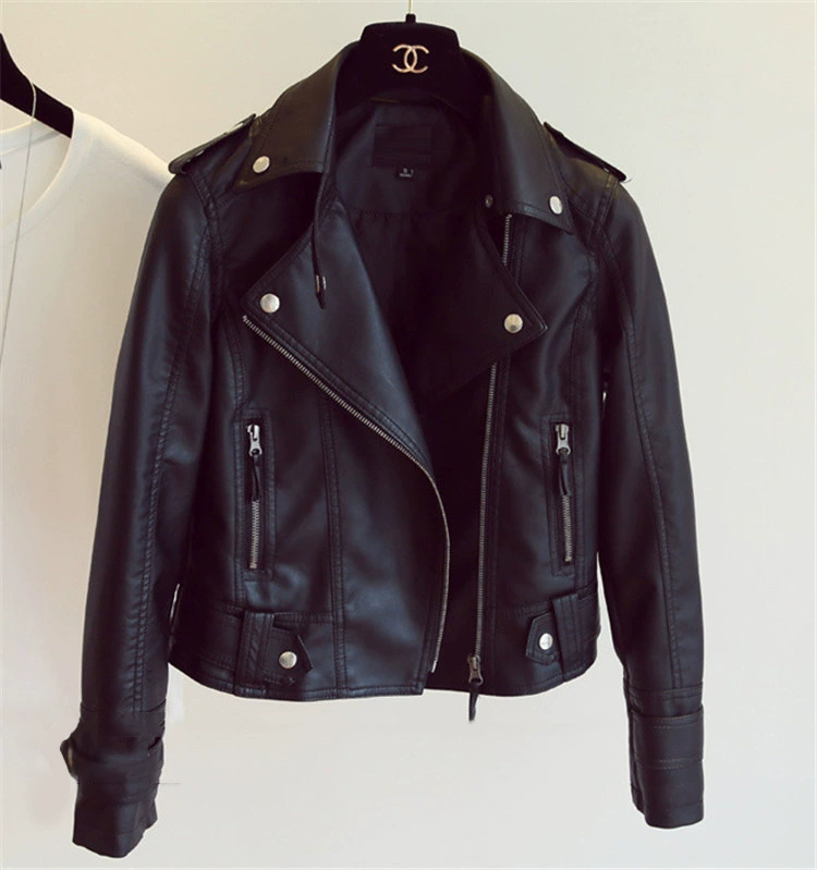 Short autumn polyurethane capacious jacket for students, plus size, slim fit