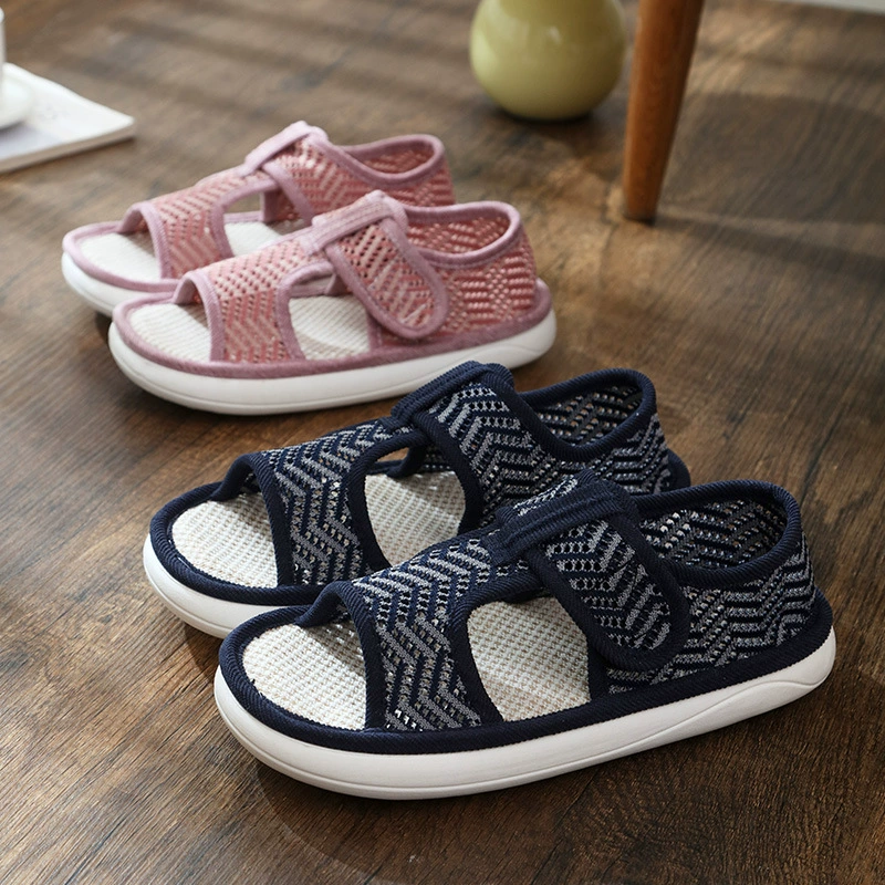 Льняные тапочки женские летом дышащий пот, противоскользящий мягкий подошв