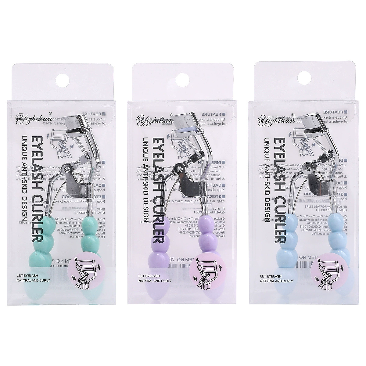 Handle, eyelash curler, curling false eyelashes