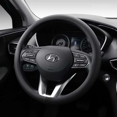 Factory wholesale Korea car steering wheel cover cross-border Amazon new Four Seasons leather universal car handle cover (Steering wheel cover) - black-38cm
