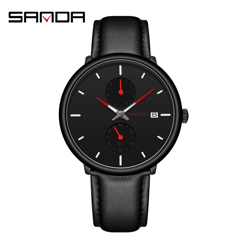 Sanda 1115 nuevo cinturón deportivo calendario impermeable reloj de cuarzo Moda simple hombres malla Correa reloj