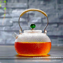 日式玻璃锤目纹铜把提梁壶电陶炉煮茶器烧水壶家用泡茶壶加厚