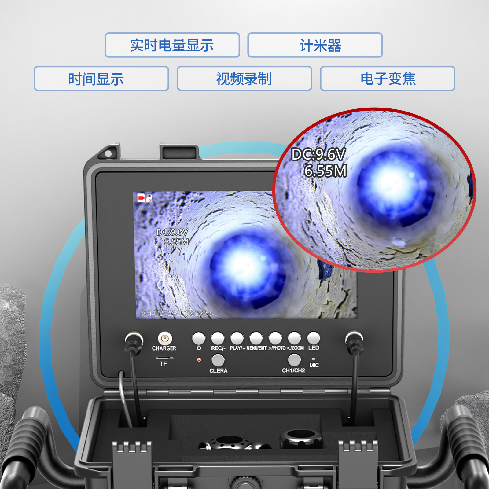 Endüstriyel boru hattı endoskopu çift kamera 7mm çevrimdışı kanalizasyon kamera muayene konumlandırma su geçirmez kumar algılama