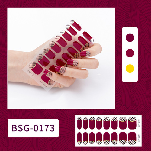 Cross-border gel manicure stickers UV semi-cured nail stickers 3D bronzing phototherapy nail polish glue manicure stickers 16