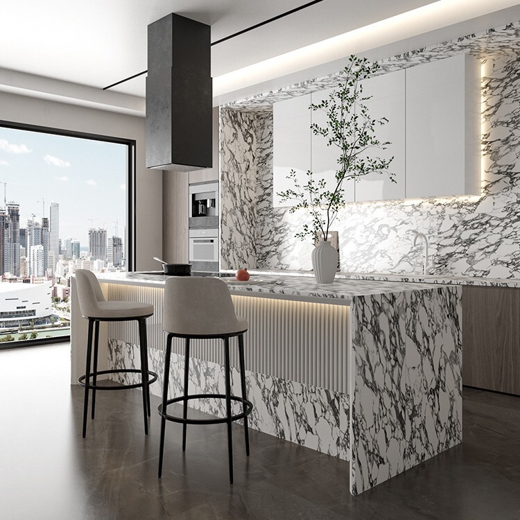 Black and White Bao Ge Li Marble Tiles Villa Kitchen Bathroom Toilet Wall Tiles Guest Restaurant Soft Light Non-Slip Floor Tiles