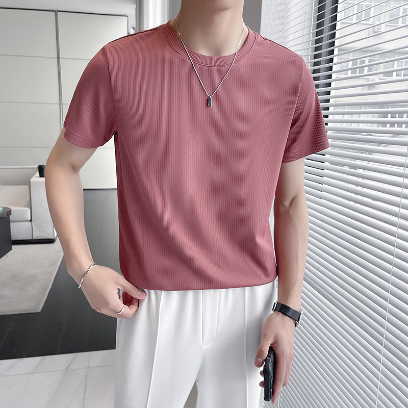 冰丝速干男士T恤短袖夏季半袖体恤潮流男装青年上衣服薄款打底衫