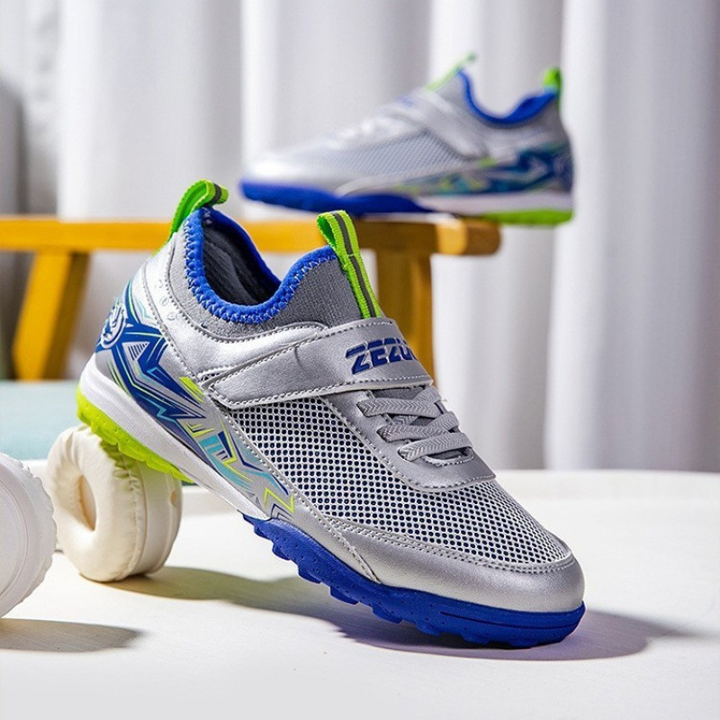 Tenis de Fútbol con Tacos para Niños de Malla, Material PU, Malla y Caucho, Transpirables, para Terreno Firme