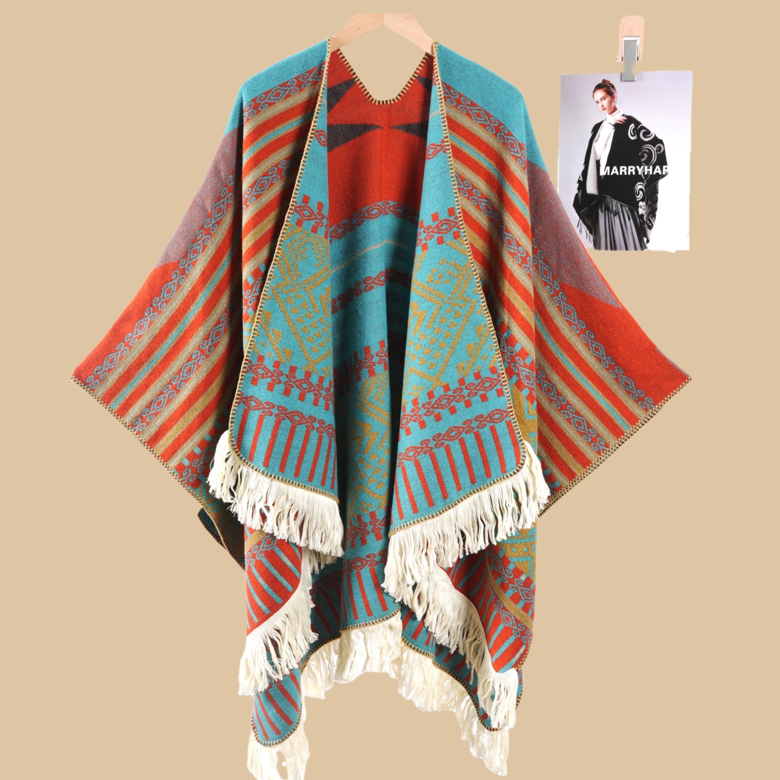 Damas retrógrado estilo nacional de lujo chal de viaje con una capa de capa de viaje del noroeste grande chal de horquilla nuevo