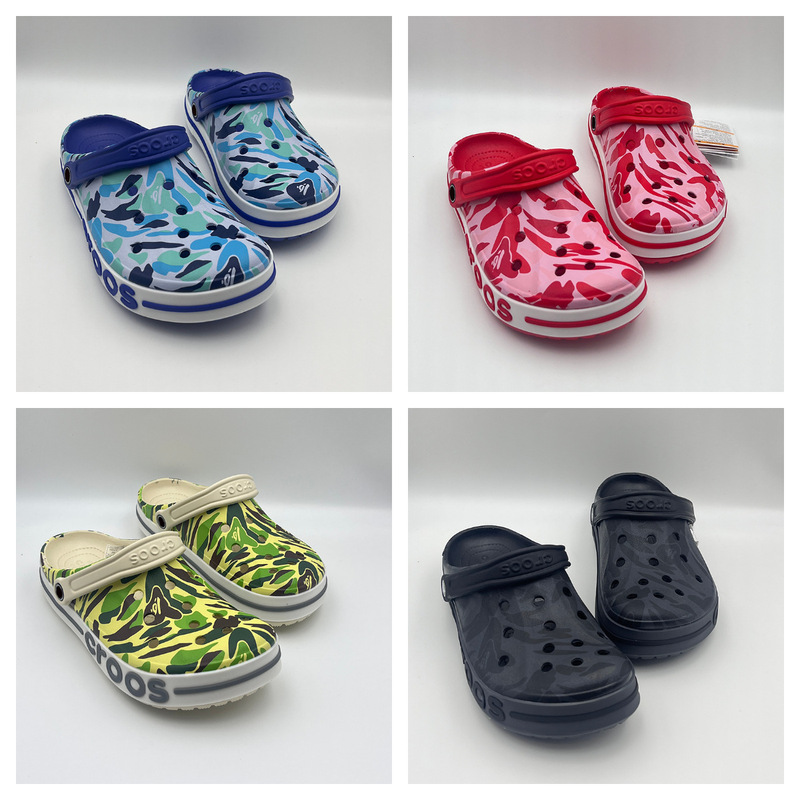 Crocs Big Beige Printed Clogs for Men and Women, Couple Classic Fashion Versatile High-Value Beach Sandals