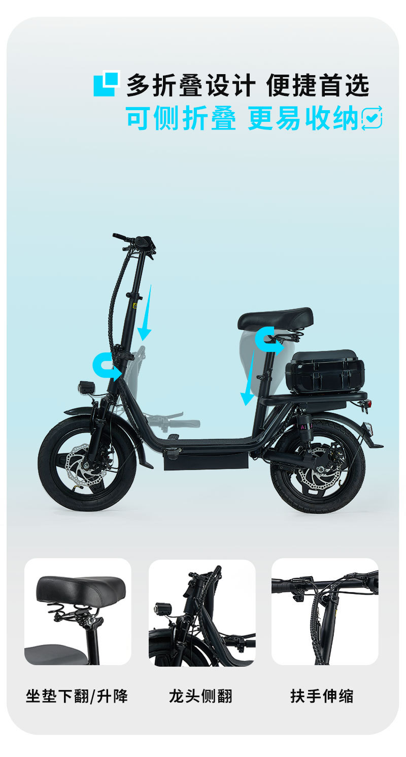 Cross-border foldable electric scooter with long range, portable shock-absorbing scooter for urban commuting