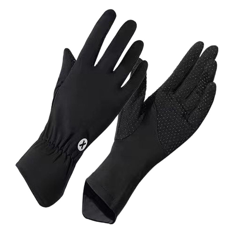 Summer Sunscreen Gloves Women's Thin Ice Silk Anti-UV Exposure Finger Touch Screen Non-Slip Driving Ride Mid-Long Breathable