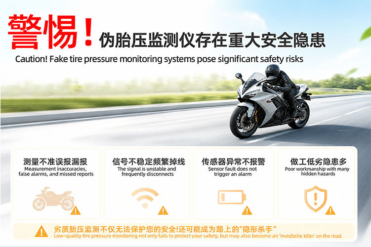 Solar-powered motorcycle tire pressure monitor, waterproof and shockproof, with internal and external sensors for tire pressure and temperature detection