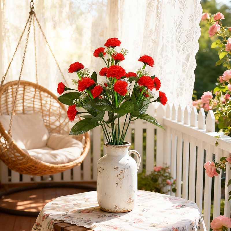 Clavel de imitación flor seda pudín flor falsa mesa flor decoración paisaje props de disparo al por mayor