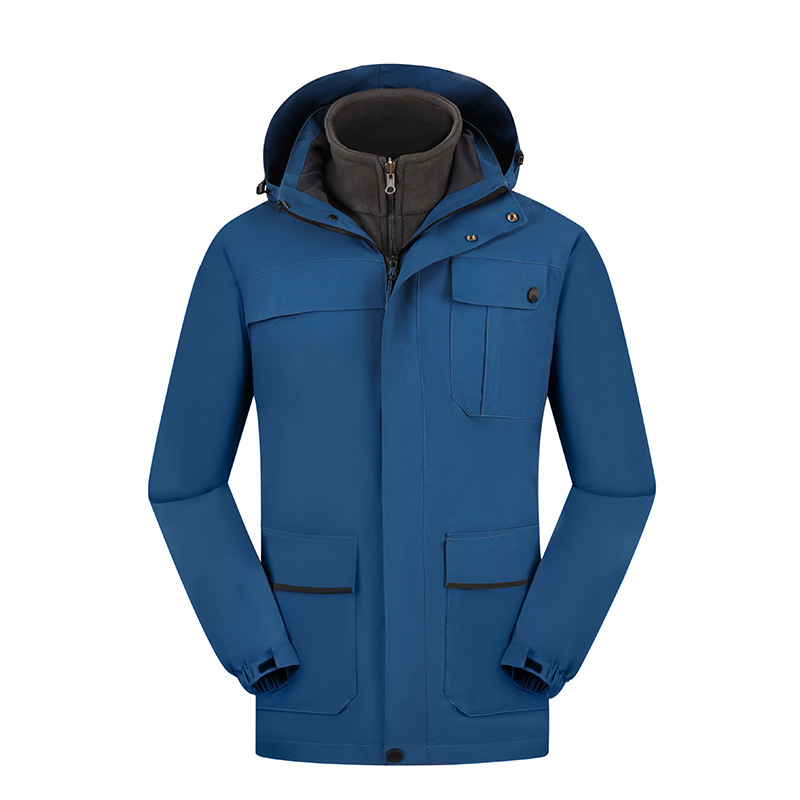 Grupo de invierno Enterprise overol capa de impresión forrada de lana engrosada a prueba de frío tres en uno chaqueta personalizada logotipo impreso