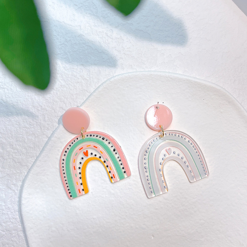 1 Pair Sweet Rainbow Arylic Womenu0027S Drop Earrings