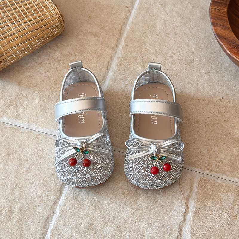 Mother & Kids Princess Shoes For Girls Cherry Bow Single Stylish Cute Summer Fashion Baby Mary Jane Leather Shoes_voghion.com