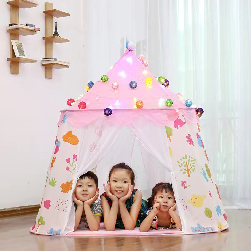 Children's tent playhouse indoor and outdoor foldable and portable plant cartoon playhouse men's and women's castle yurt