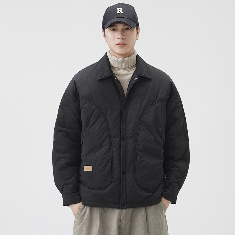 Chaqueta de plumón con solapa de hombre otoño y invierno 2025 nueva chaqueta de trabajo casual ligera y delgada abrigo de calor de tendencia