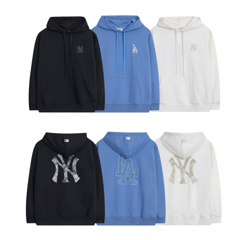 Trendy American-Style High-Quality New Mlb Korean Version Floral Round-Neck Hooded Long-Sleeve Zip-Up Sweatshirt for Autumn and Winter College Style