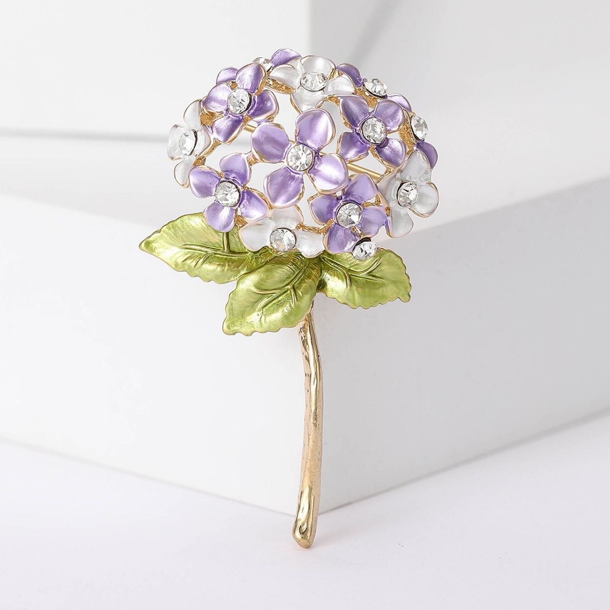Korean Fashion New Alloy Enamel Hydrangea Brooch Personalized Versatile Women's Clothing Corsage Jewelry Pin
