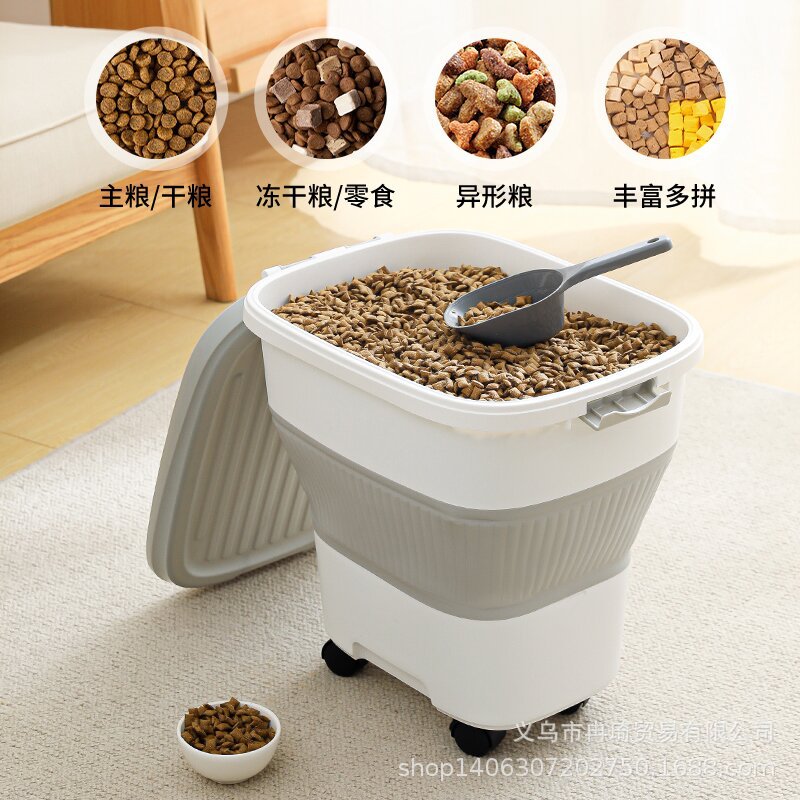 2026 barril de arroz transfronterizo casero sellado barril de almacenamiento de grano plegable alimento para gatos alimento para perros tanque de arroz caja de almacenamiento de harina image 3
