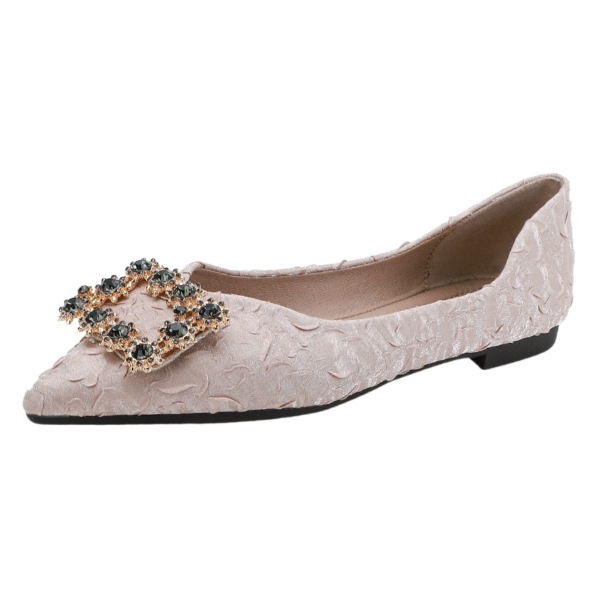 2023 primavera nuevo Internet Celebrity zapatos planos de corte bajo del todo el Partido mujeres punta puntiaguda estilo Chanel zapatos de una sola capa de fondo suave más el tamaño de los zapatos de las mujeres 43 image 1