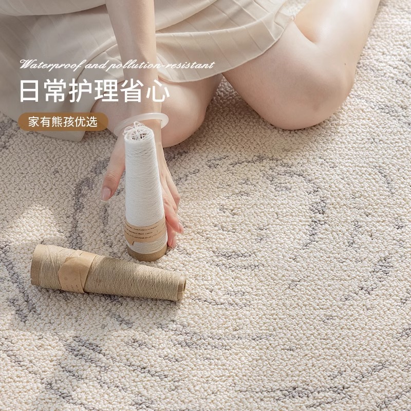 シンプルで高級感のある丸型カーペット、リビングルーム用防水防汚、書斎用、軽やかな高級感のある寝室用ベッドサイドマット、洗わずに拭き取れます。|undefined